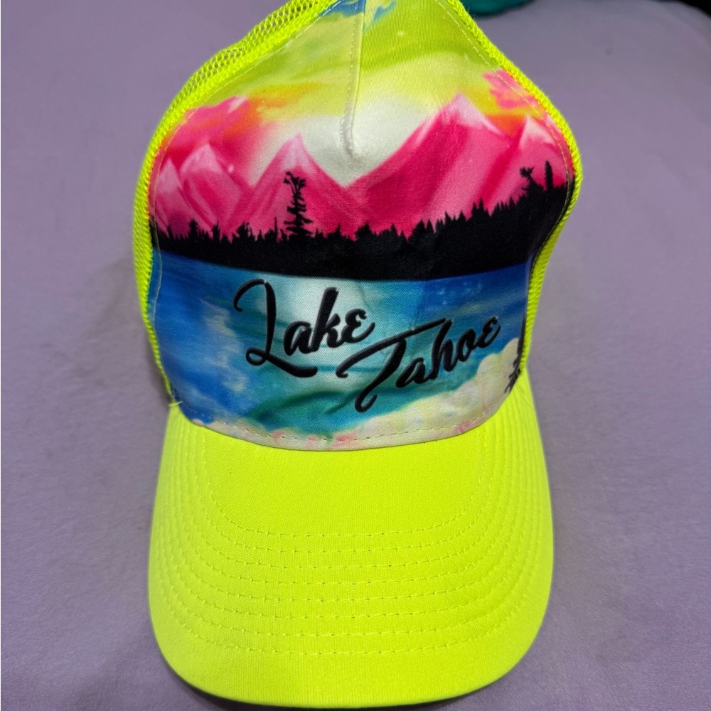 Lake Tahoe Neon Yellow Trucker Hat